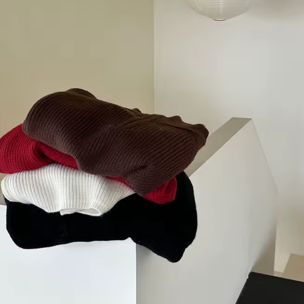 100% cashmere semi-turtleneck zipper red knitwear women's - Picture 7 of 10
